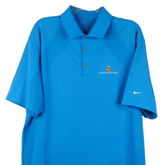 Nike Golf Polo L Blue Polyester Dri-FIT Short Sleeve Swoosh Crotched Mountain - Picture 4 of 11